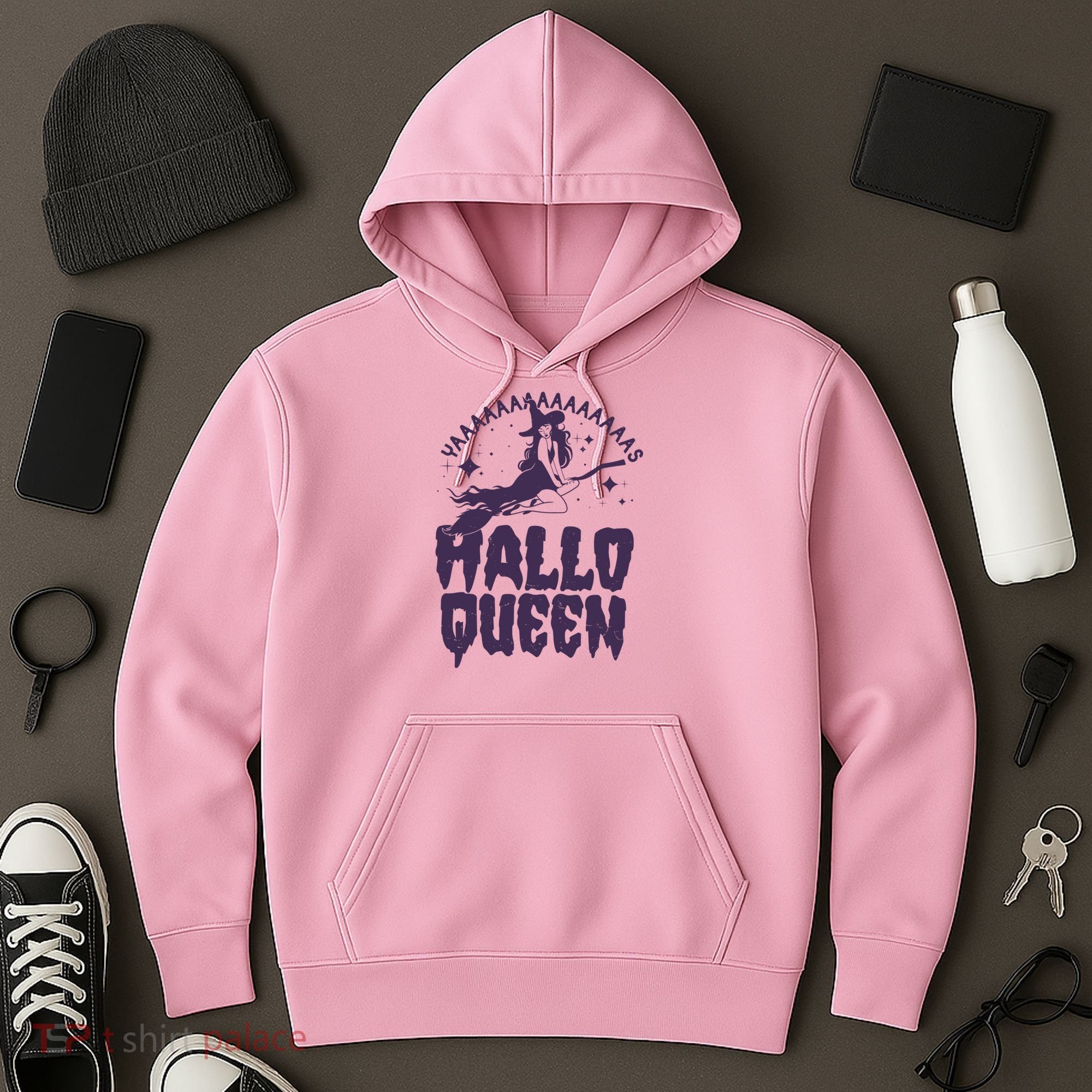 Funny Retro Halloween Yaaas Hallo Queen Witch Hoodie