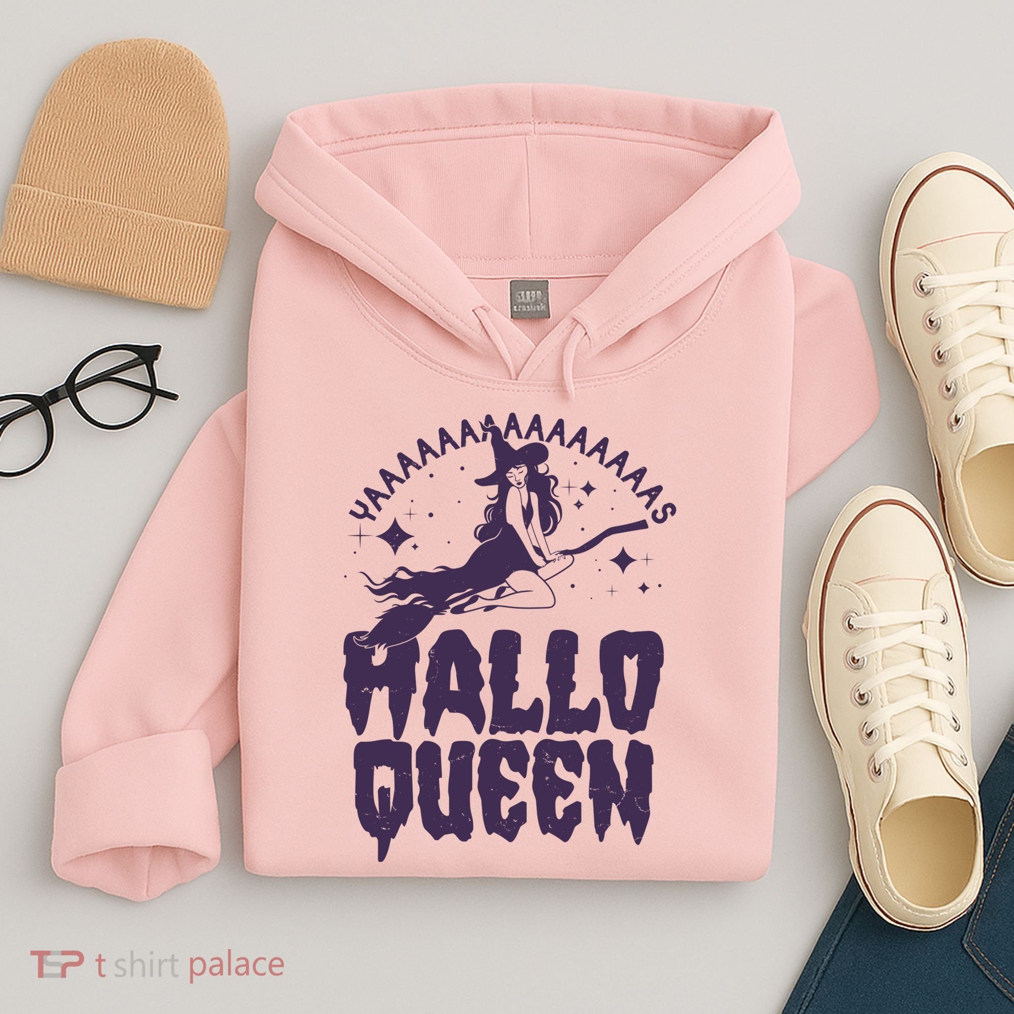 Funny Retro Halloween Yaaas Hallo Queen Witch Hoodie
