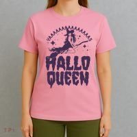 Funny Retro Halloween Yaaas Hallo Queen Witch T-Shirt thumb 4