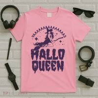 Funny Retro Halloween Yaaas Hallo Queen Witch T-Shirt thumb 5