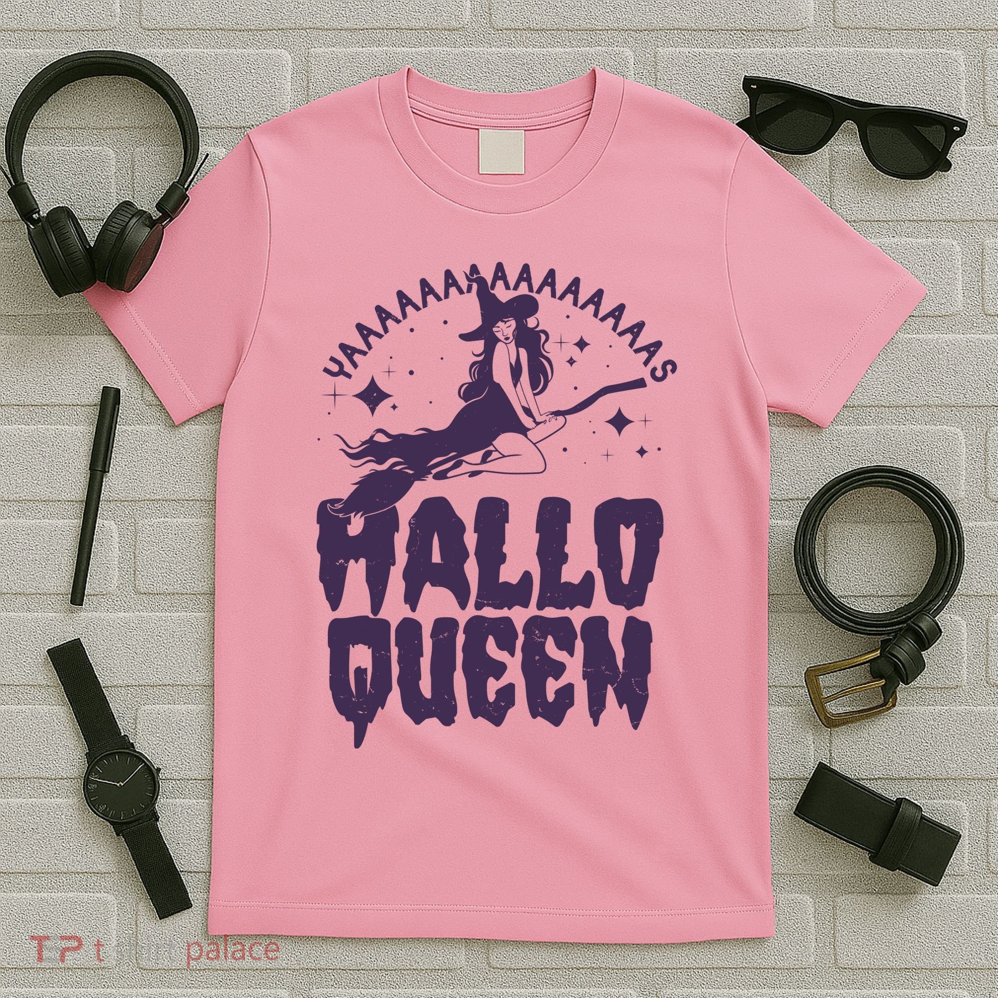 Funny Retro Halloween Yaaas Hallo Queen Witch T-Shirt