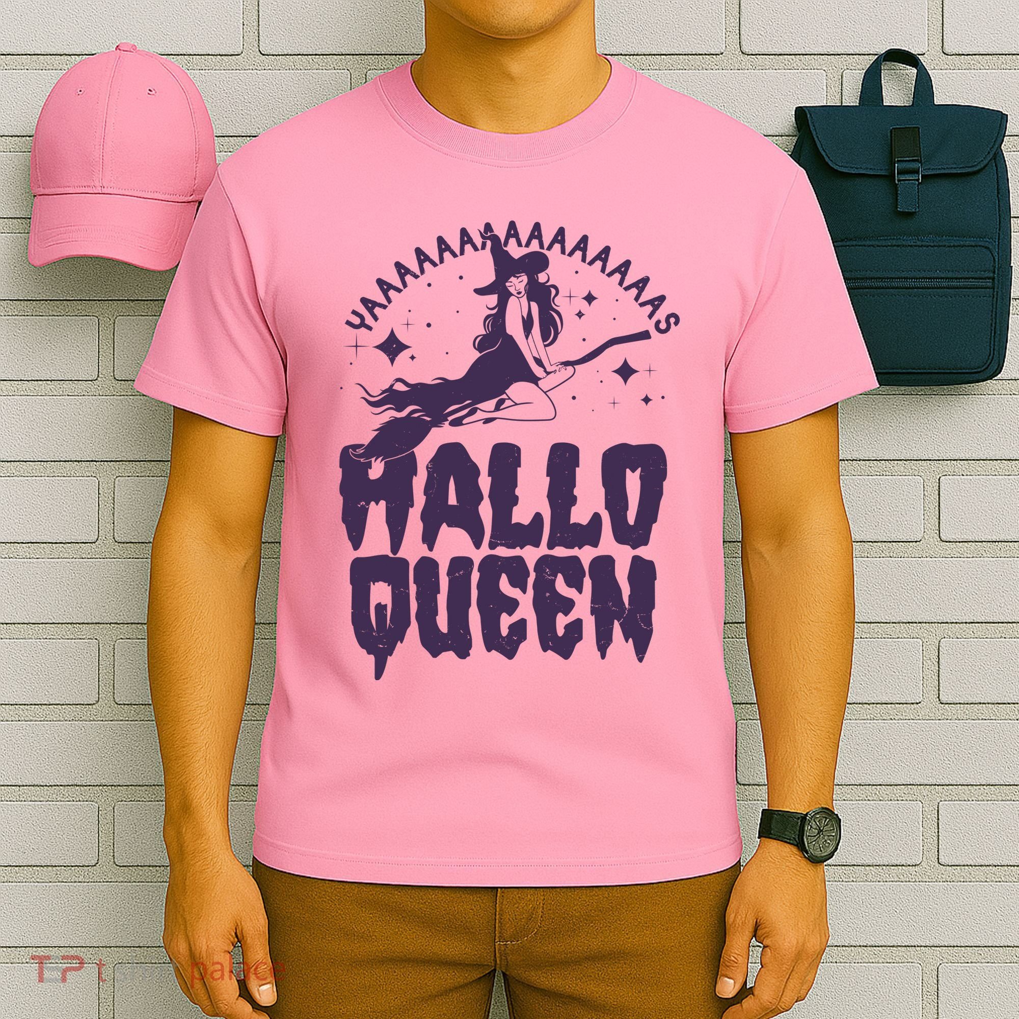 Funny Retro Halloween Yaaas Hallo Queen Witch T-Shirt