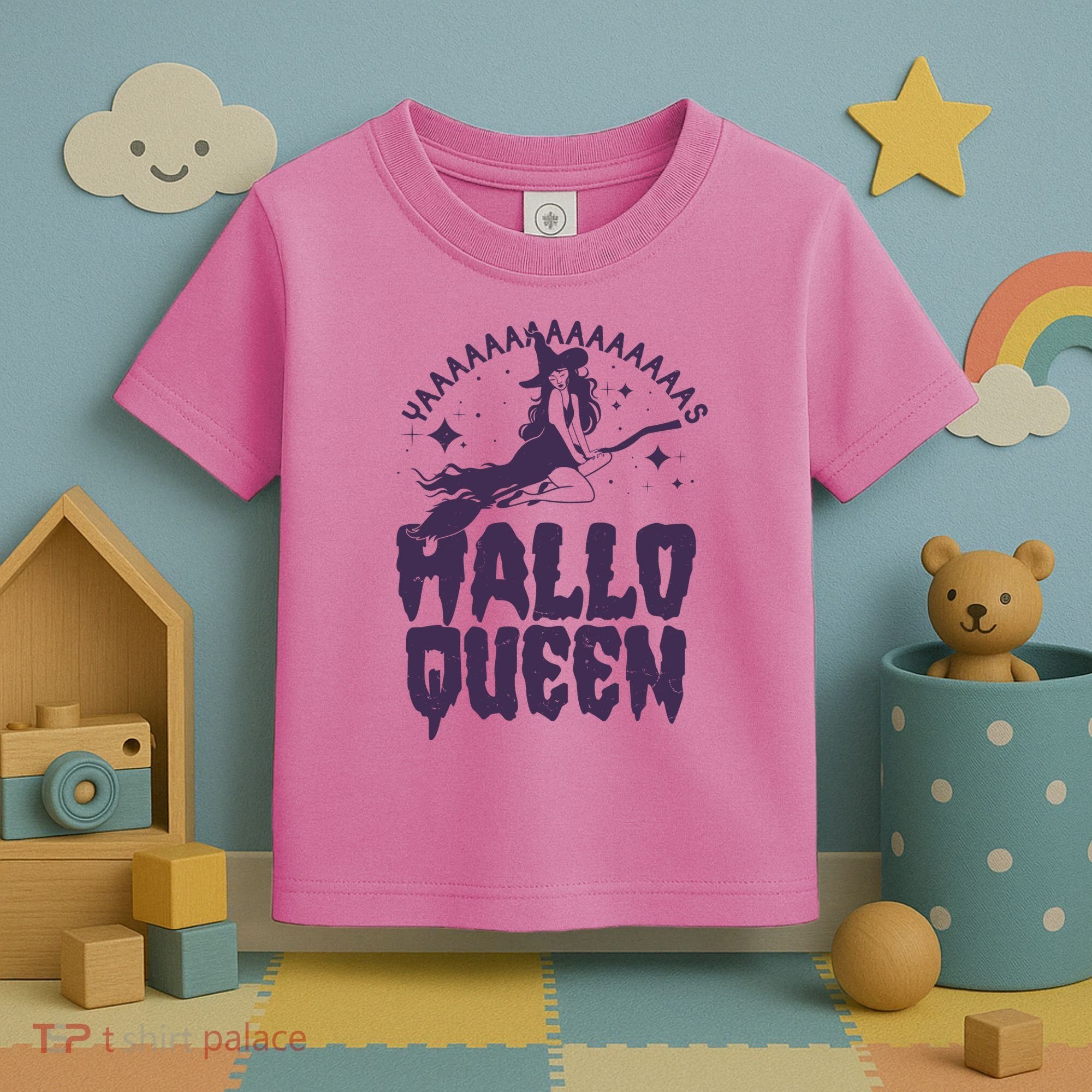 Funny Retro Halloween Yaaas Hallo Queen Witch Toddler T-Shirt