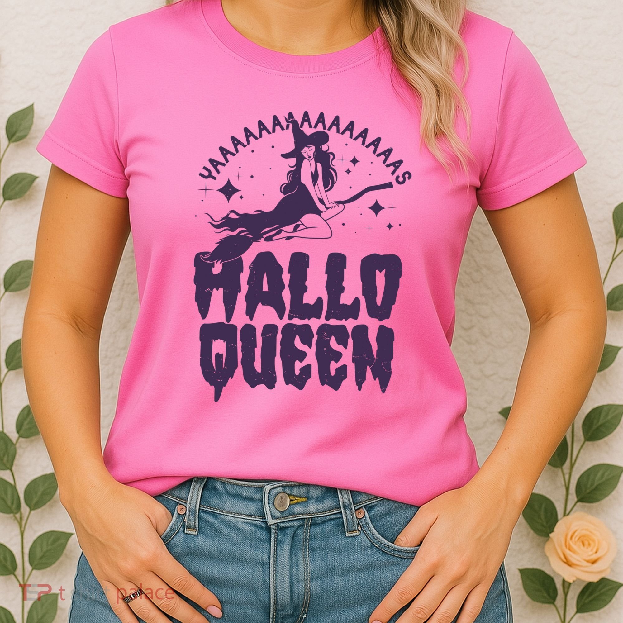 Funny Retro Halloween Yaaas Hallo Queen Witch Women's T-Shirt