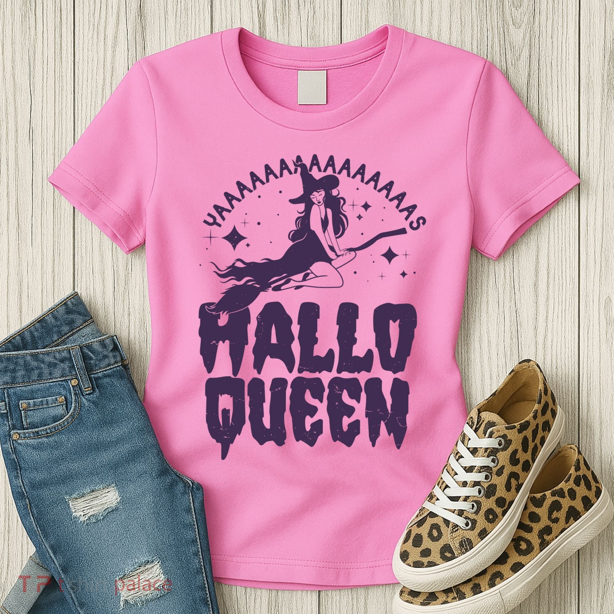 Funny Retro Halloween Yaaas Hallo Queen Witch Women's T-Shirt