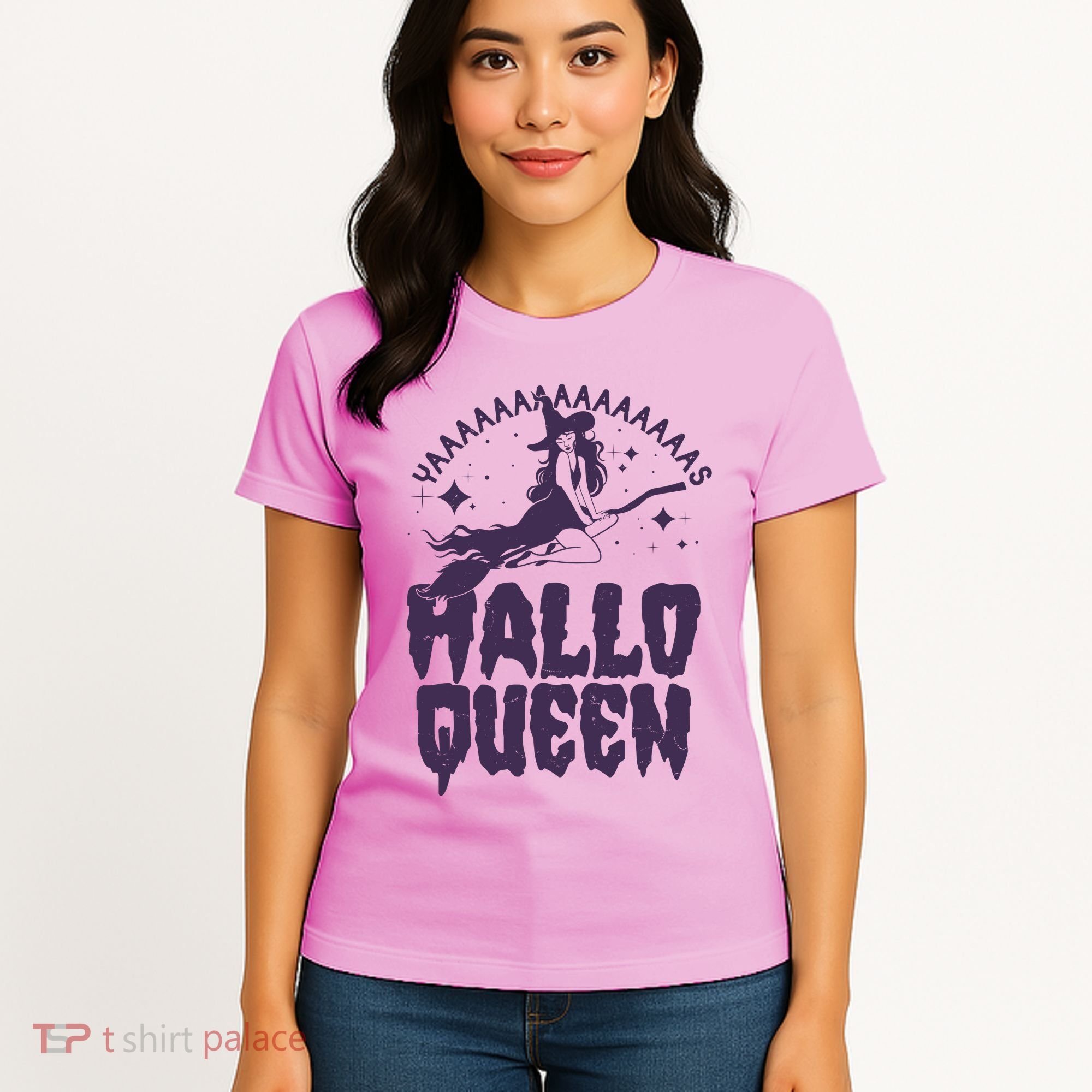 Funny Retro Halloween Yaaas Hallo Queen Witch Women's T-Shirt
