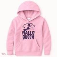 Funny Retro Halloween Yaaas Hallo Queen Witch Kids Hoodie thumb 0