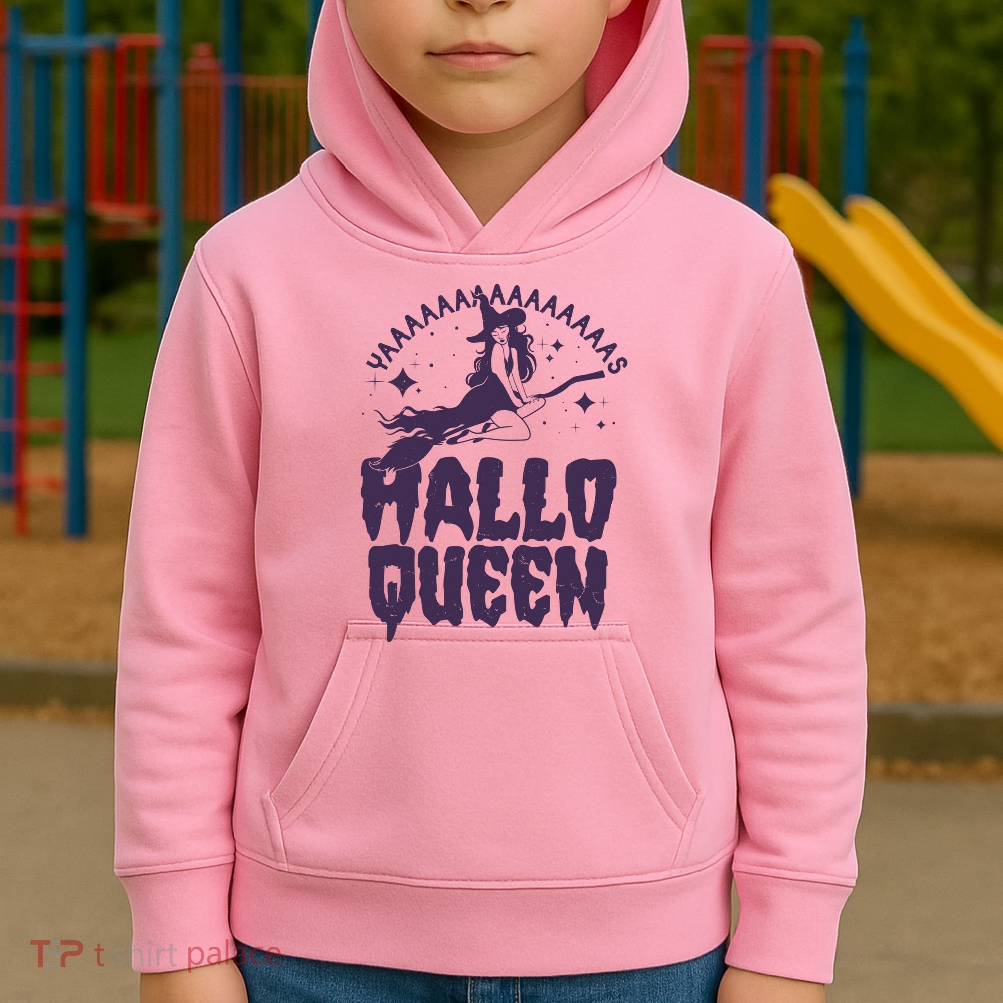 Funny Retro Halloween Yaaas Hallo Queen Witch Kids Hoodie