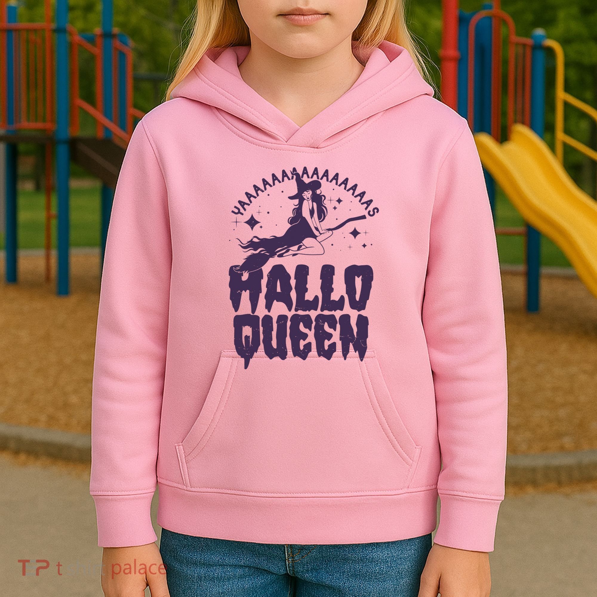 Funny Retro Halloween Yaaas Hallo Queen Witch Kids Hoodie