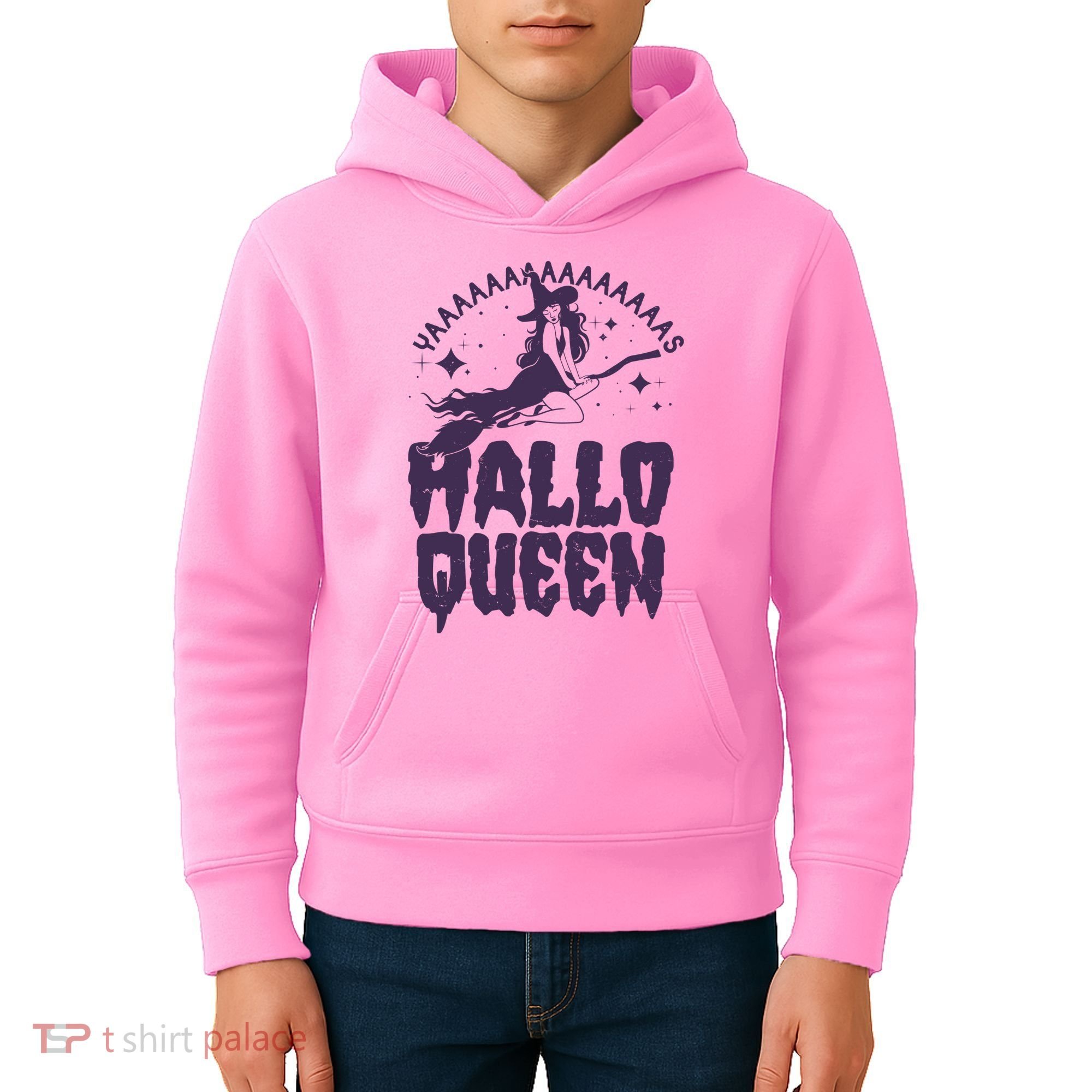 Funny Retro Halloween Yaaas Hallo Queen Witch Kids Hoodie