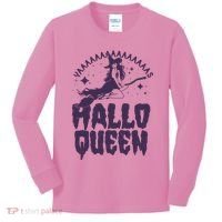 Funny Retro Halloween Yaaas Hallo Queen Witch Kids Long Sleeve Shirt thumb 0