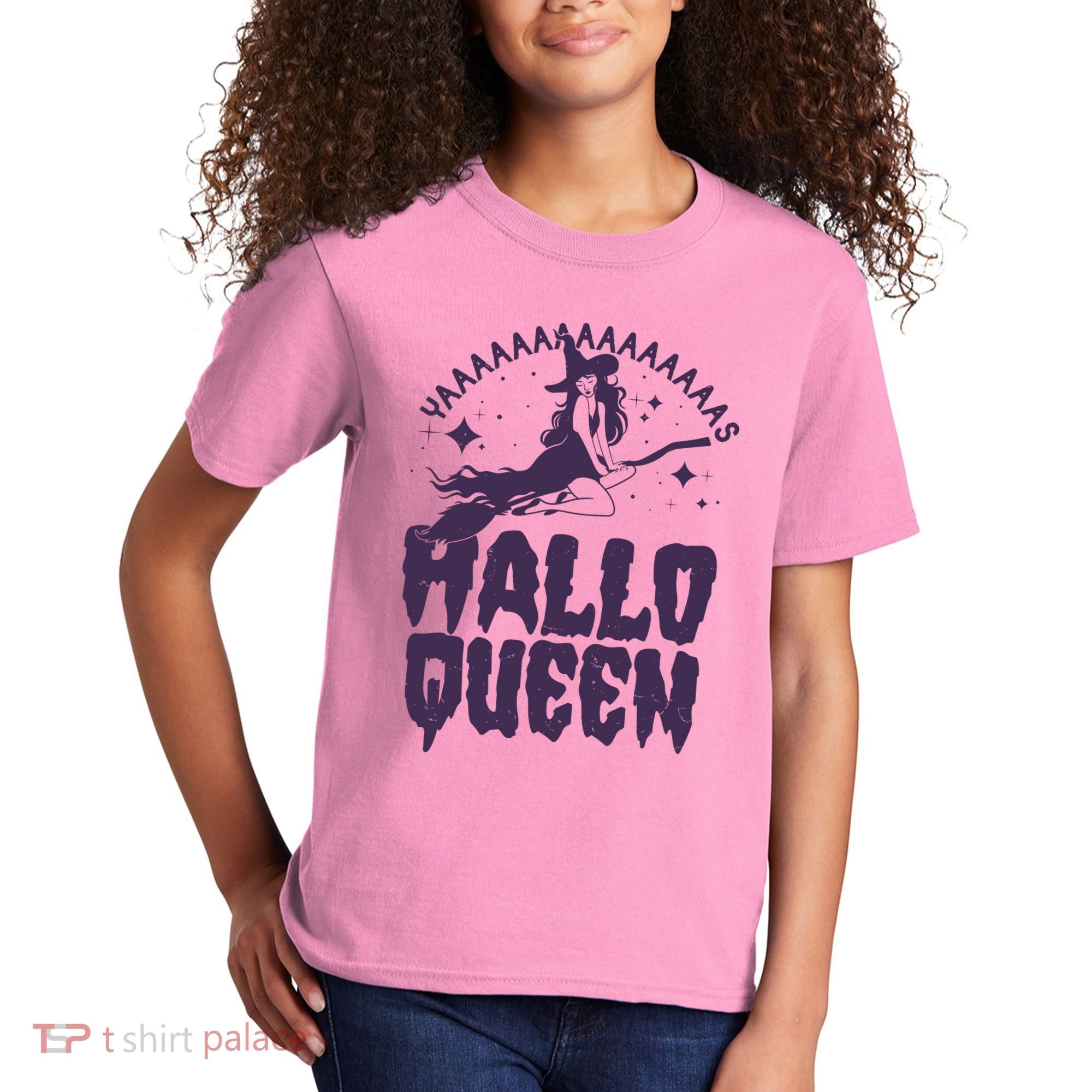Funny Retro Halloween Yaaas Hallo Queen Witch Kids T-Shirt