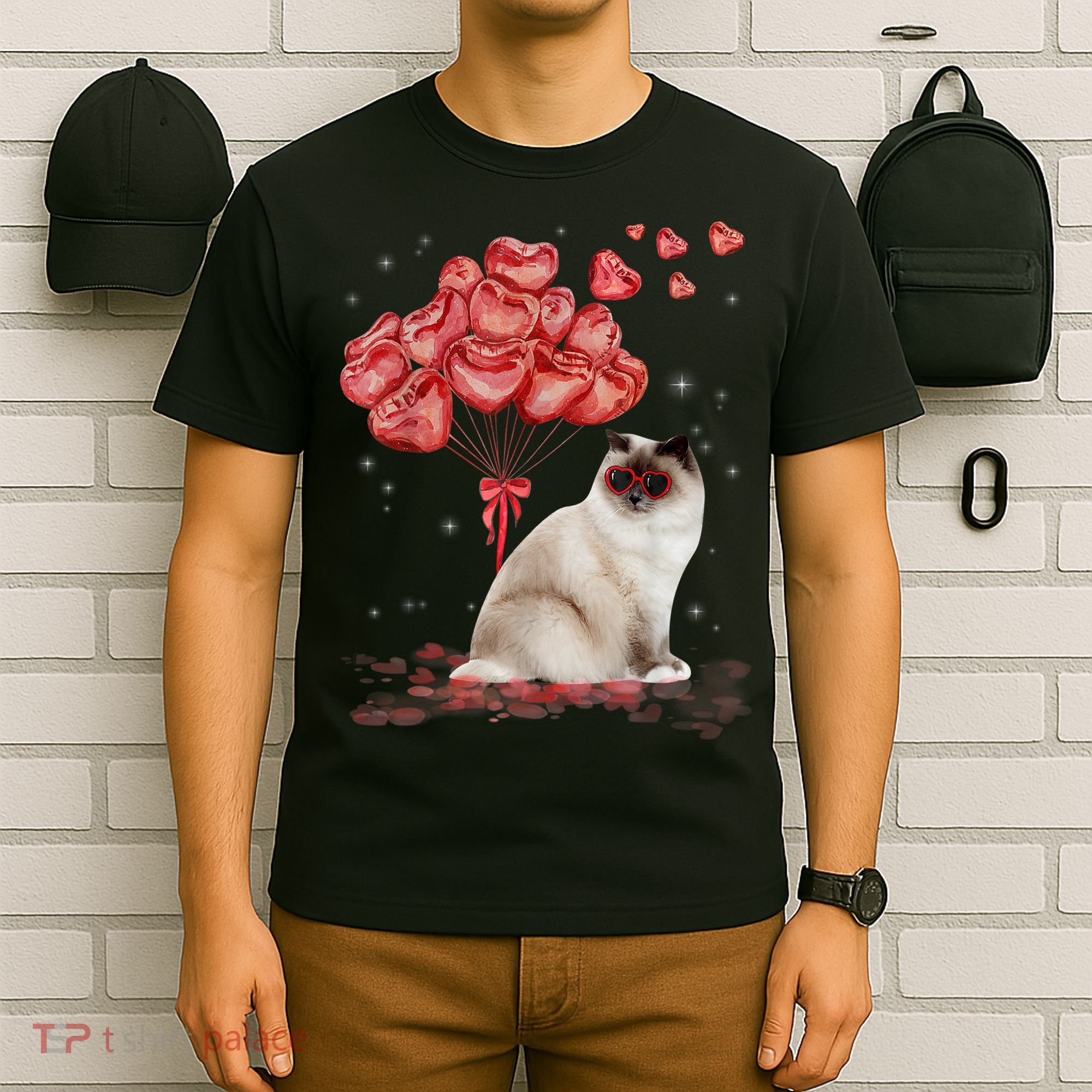 Funny Ragdoll Heart Valentines Day Cat Dad Mom Gift T-Shirt