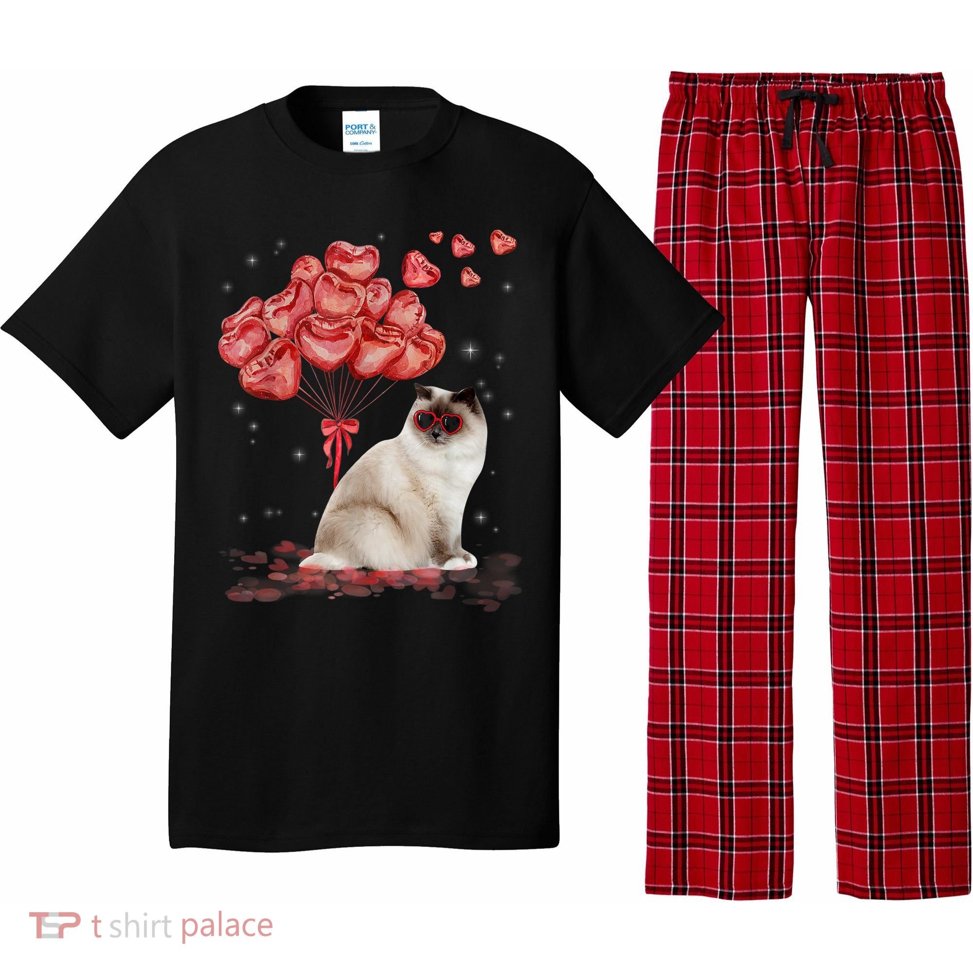 Funny Ragdoll Heart Valentines Day Cat Dad Mom Gift Pajama Set