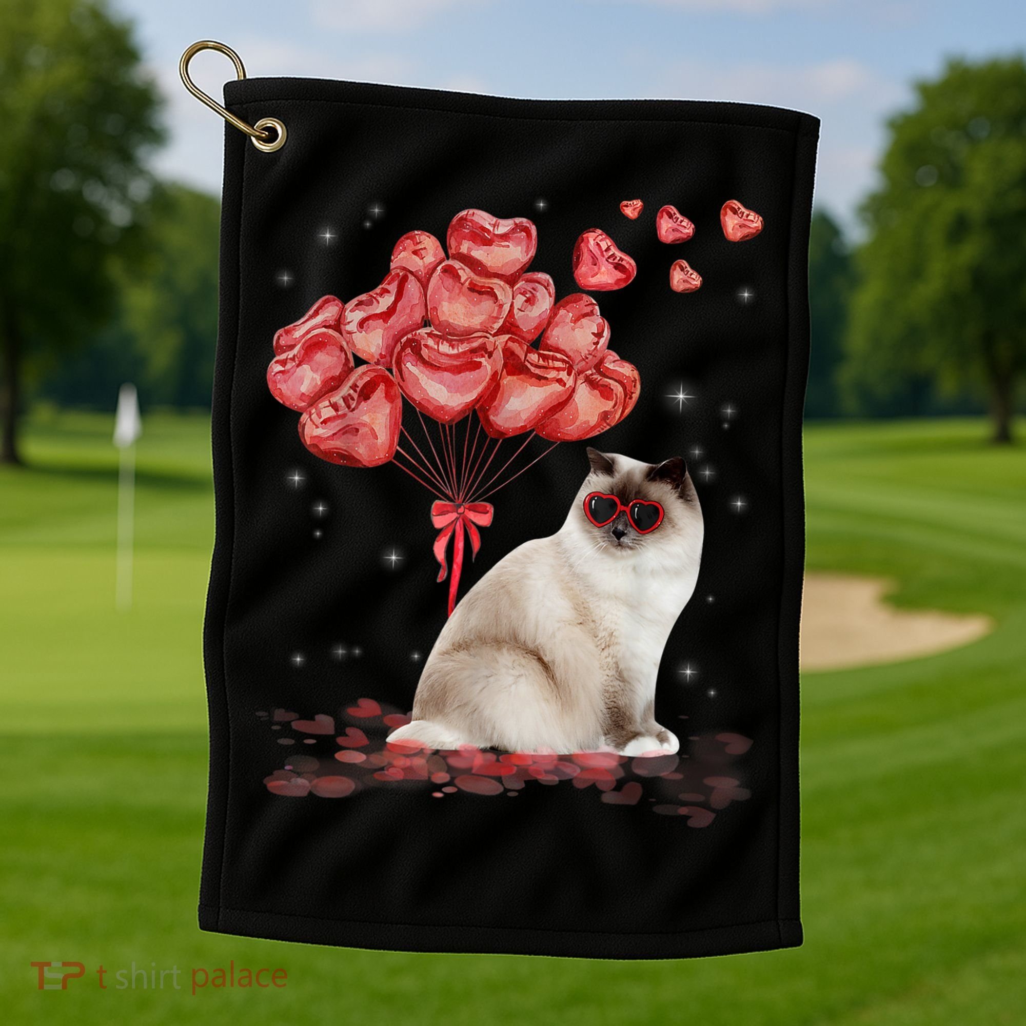 Funny Ragdoll Heart Valentines Day Cat Dad Mom Gift Golf Towel