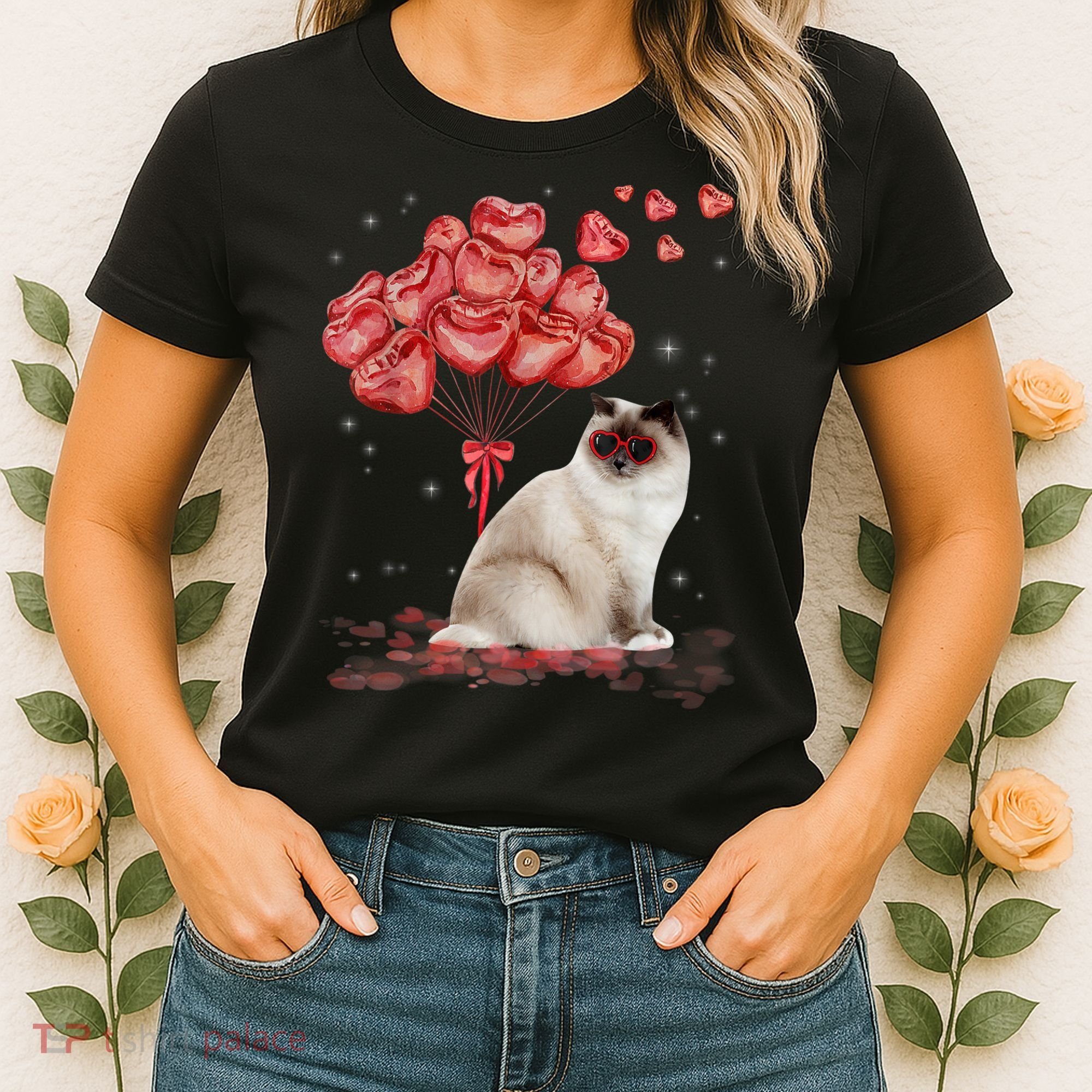 Funny Ragdoll Heart Valentines Day Cat Dad Mom Gift Women's T-Shirt