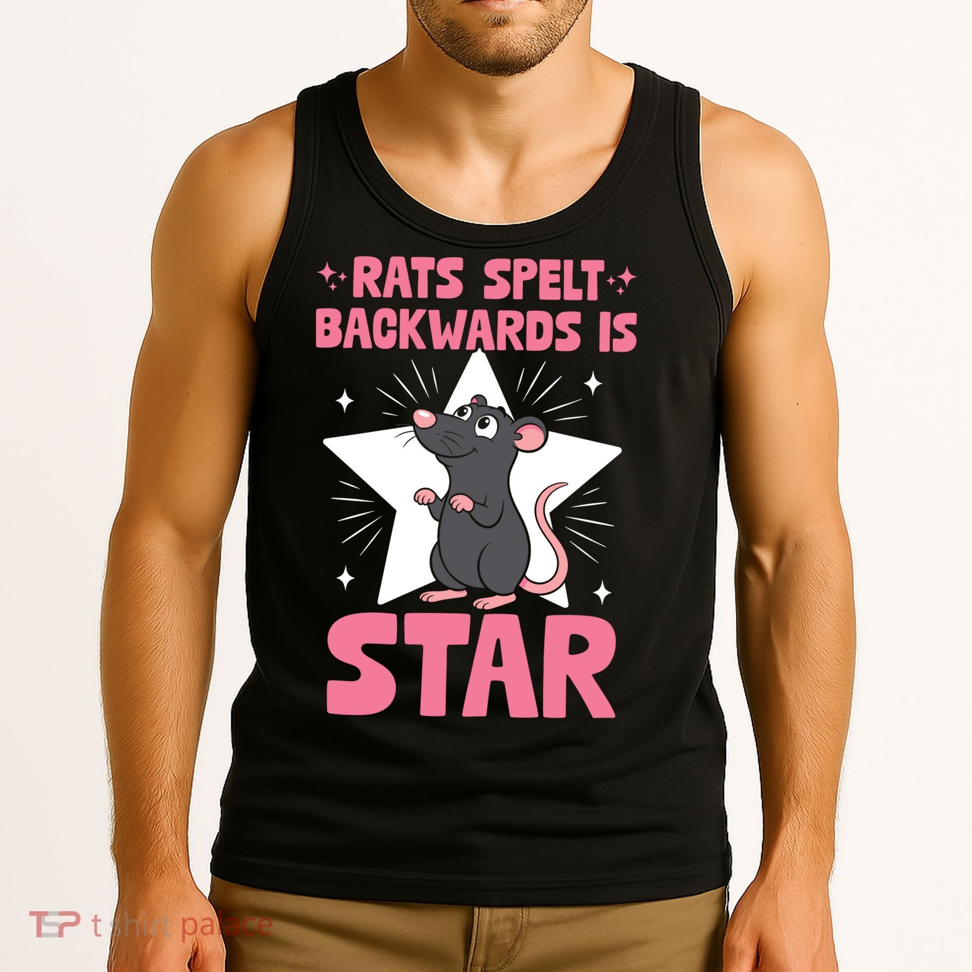 Funny Rat Humor Gift Rats Spelt Backwards Is Star Tank Top