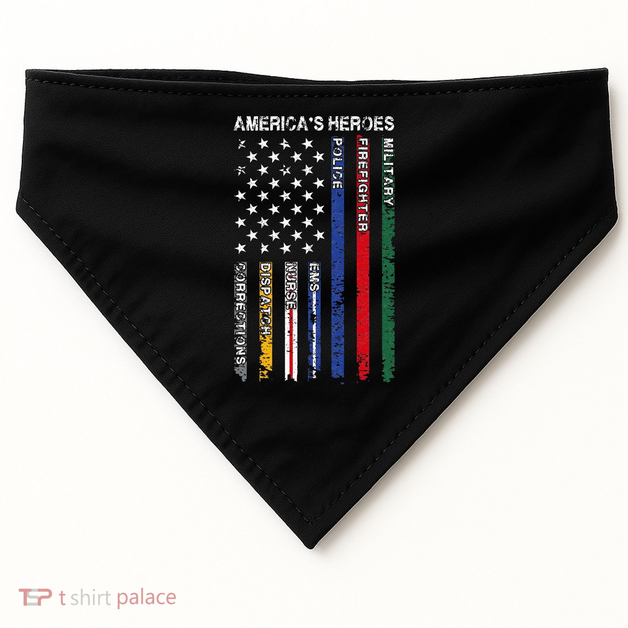 First Responders Hero Flag Nurse EMS Police Fire USA-Made Doggie Bandana