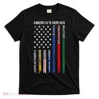 First Responders Hero Flag Nurse EMS Police Fire T-Shirt thumb 0