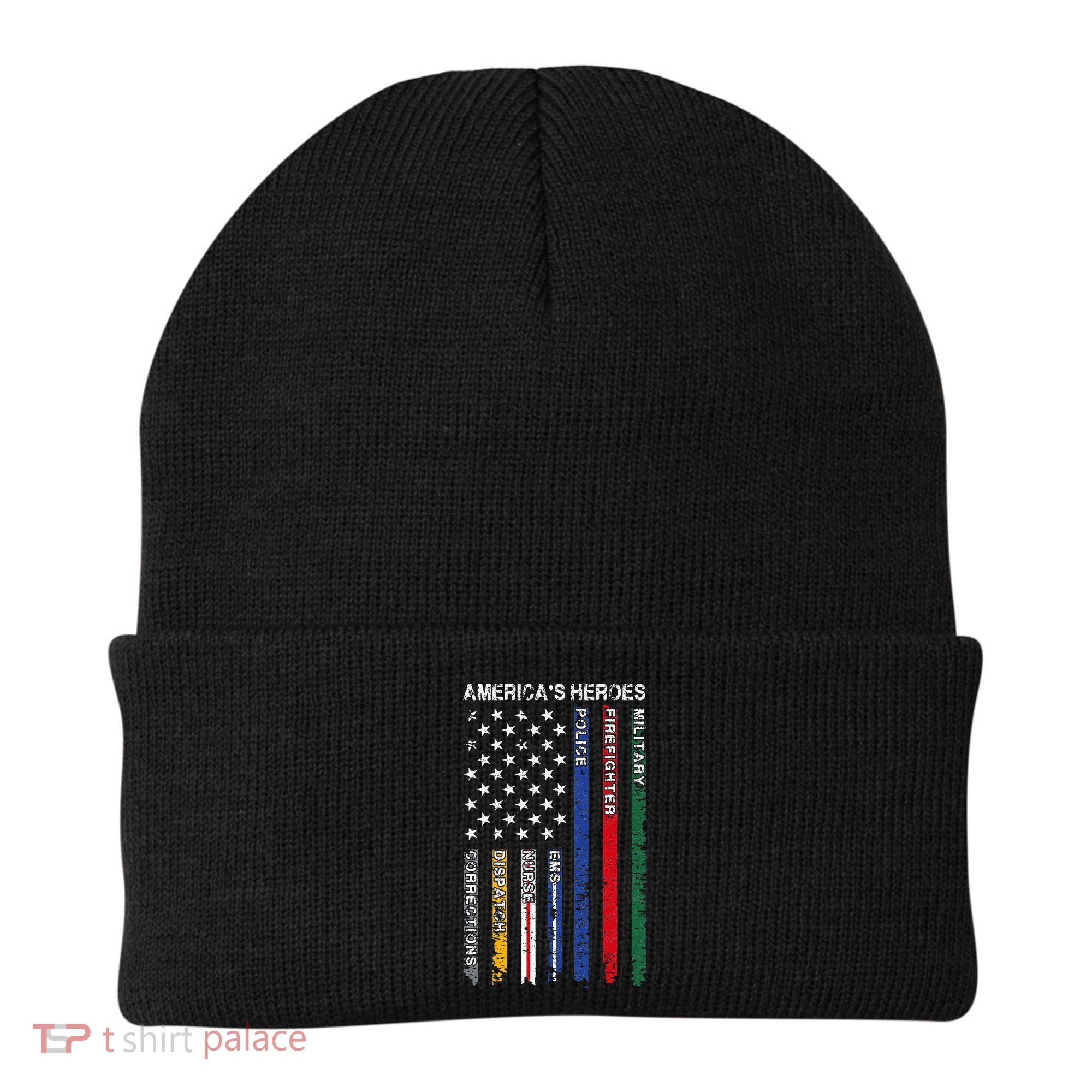 First Responders Hero Flag Nurse EMS Police Fire Beanie