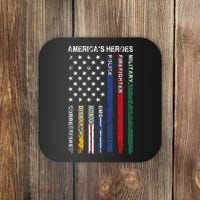 First Responders Hero Flag Nurse EMS Police Fire Coaster thumb 0
