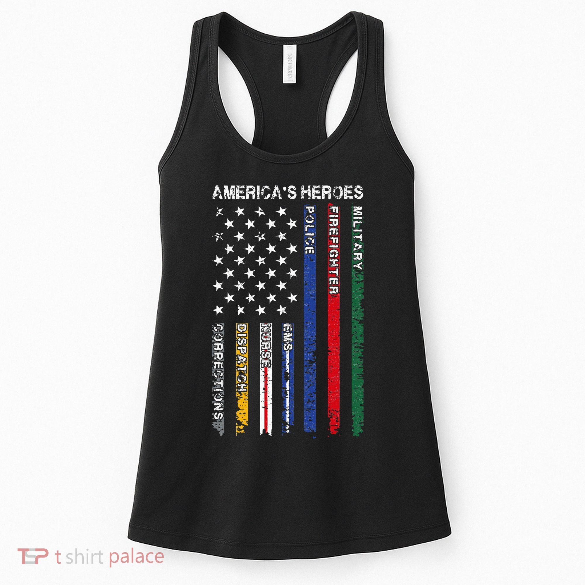 First Responders Hero Flag Nurse EMS Police Fire Women's Tank Top