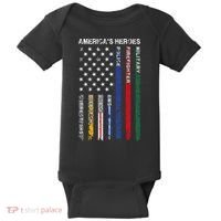 First Responders Hero Flag Nurse EMS Police Fire Baby Bodysuit thumb 0