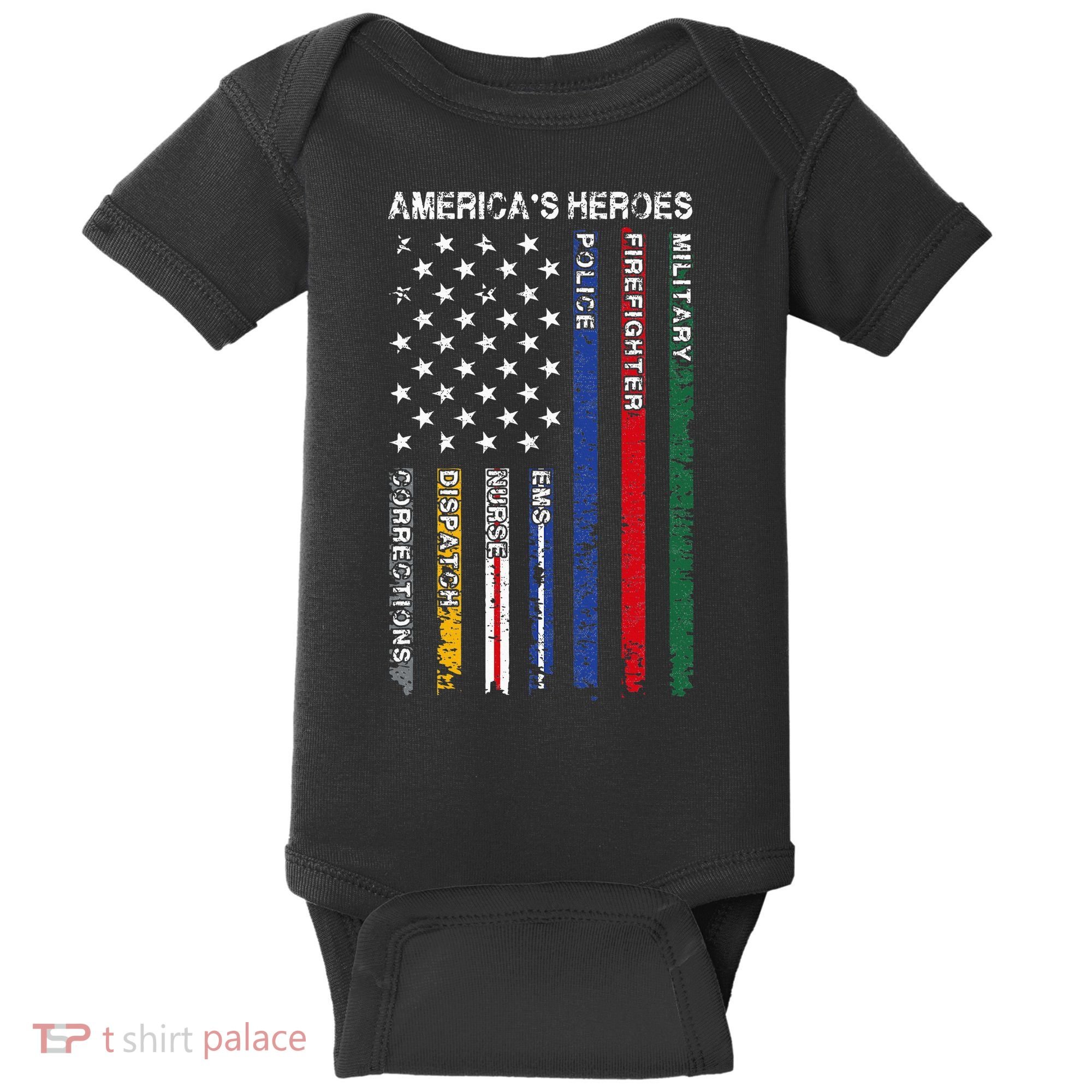 First Responders Hero Flag Nurse EMS Police Fire Baby Bodysuit