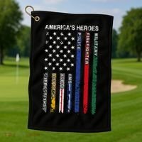First Responders Hero Flag Nurse EMS Police Fire Golf Towel thumb 1