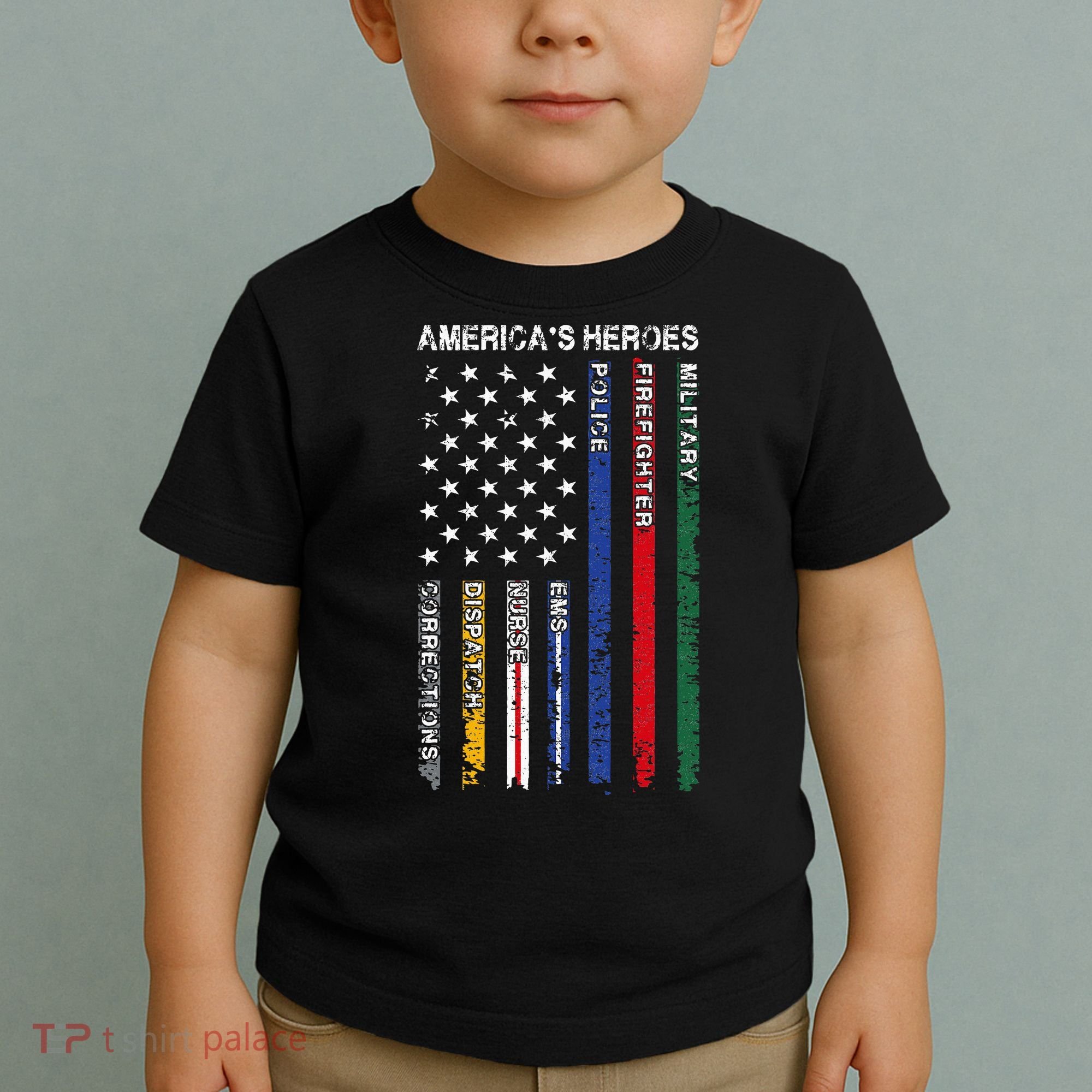 First Responders Hero Flag Nurse EMS Police Fire Toddler T-Shirt