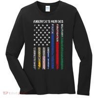 First Responders Hero Flag Nurse EMS Police Fire Women's Long Sleeve Shirt thumb 0