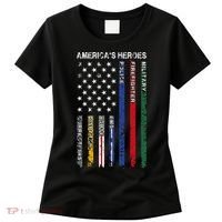 First Responders Hero Flag Nurse EMS Police Fire Women's T-Shirt thumb 0