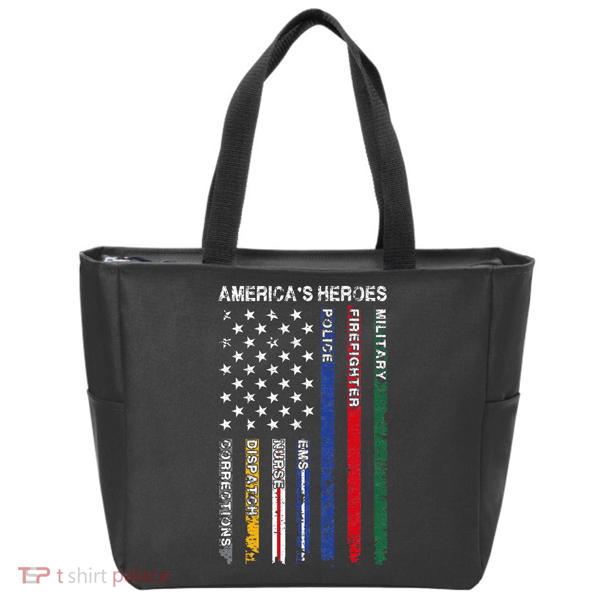 First Responders Hero Flag Nurse EMS Police Fire Tote Bag
