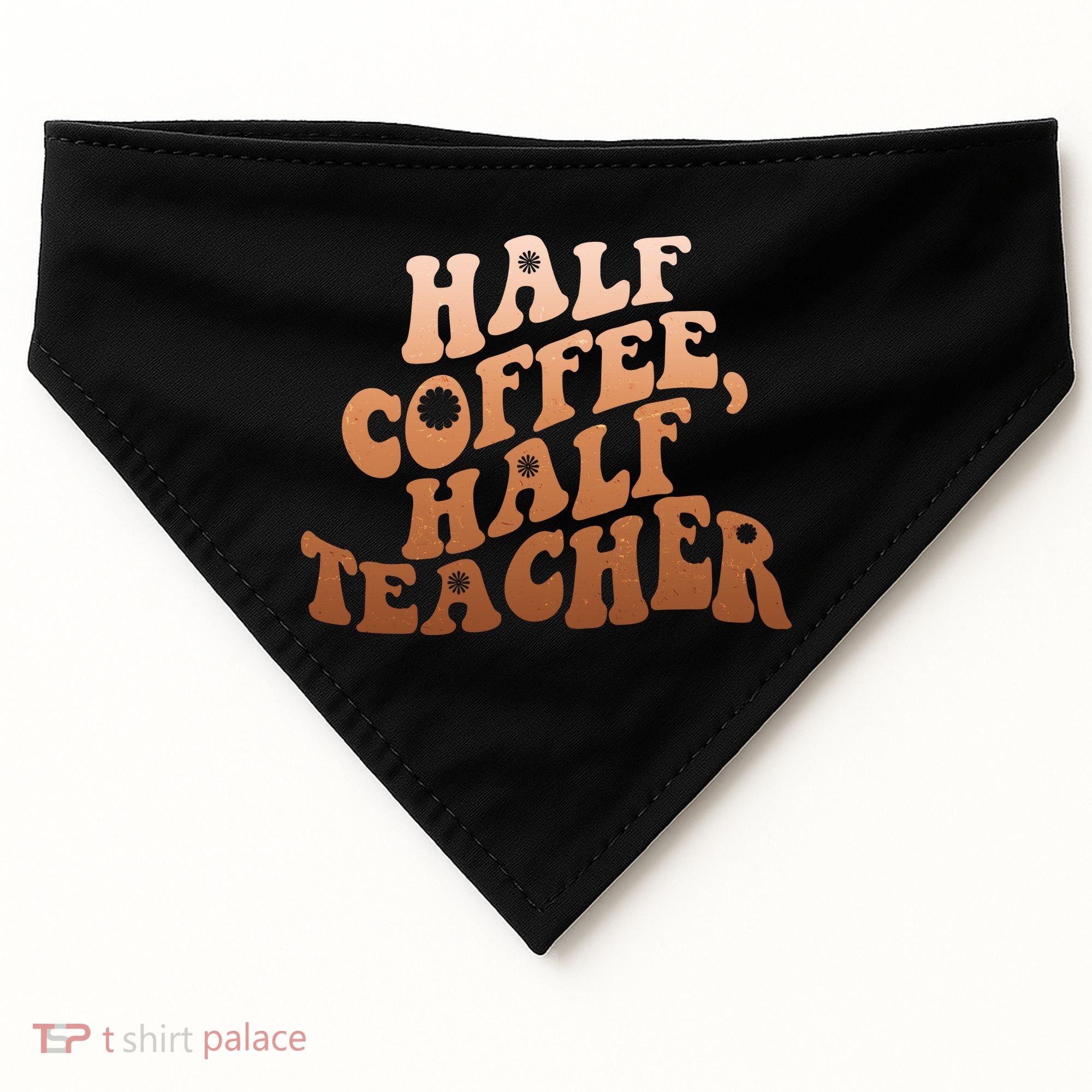 Funny Retro Half Coffee Half Teacher USA-Made Doggie Bandana