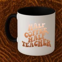 Funny Retro Half Coffee Half Teacher Coffee Mug thumb 2
