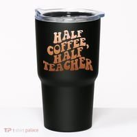 Funny Retro Half Coffee Half Teacher Tumbler thumb 0