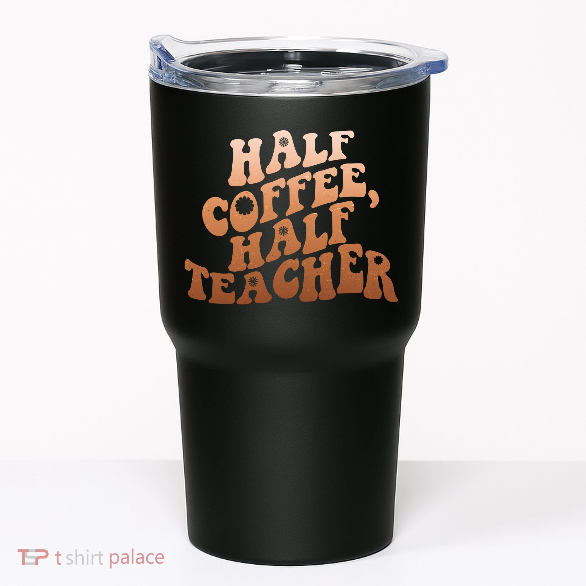 Funny Retro Half Coffee Half Teacher Tumbler