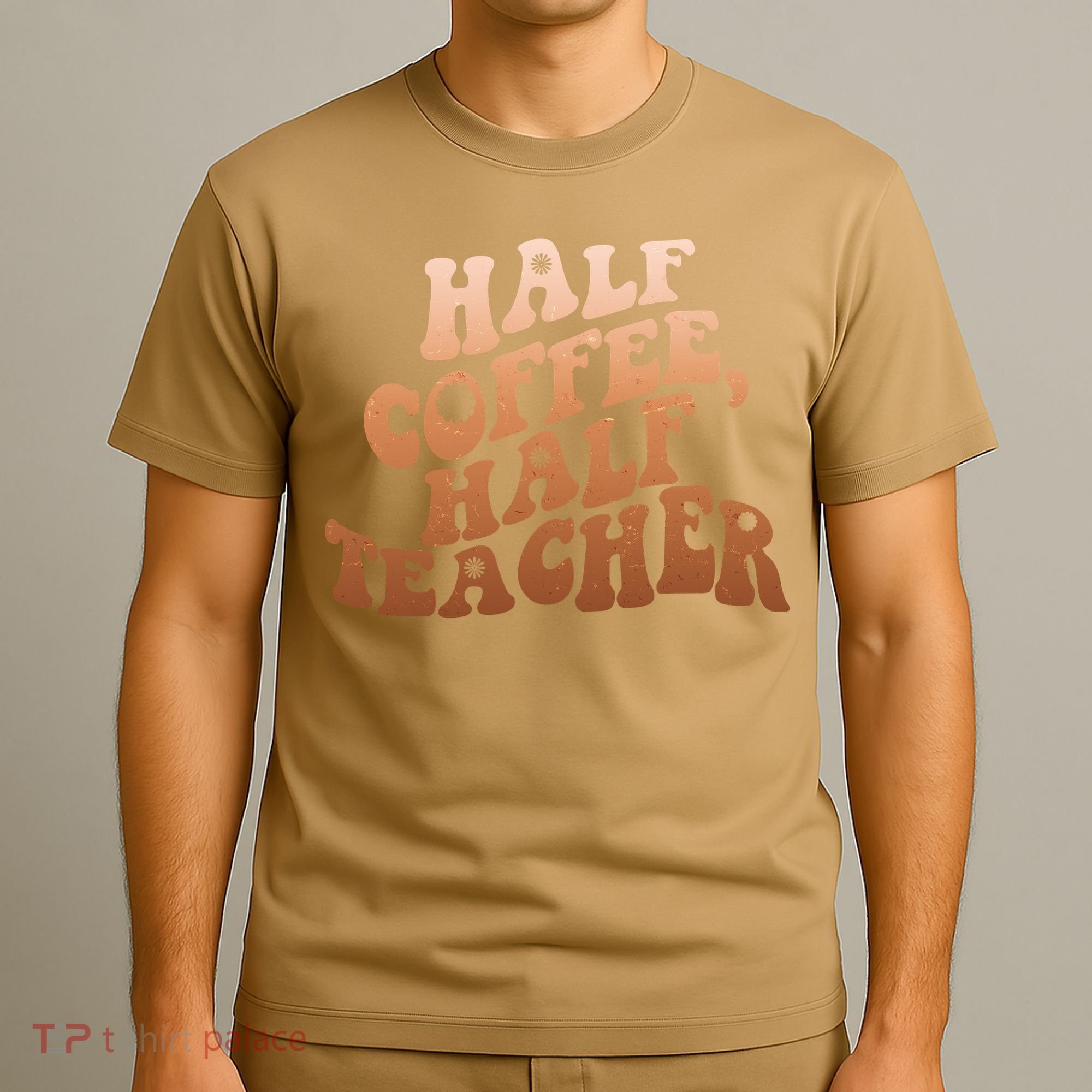 Funny Retro Half Coffee Half Teacher T-Shirt
