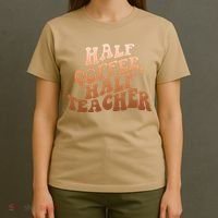 Funny Retro Half Coffee Half Teacher T-Shirt thumb 4