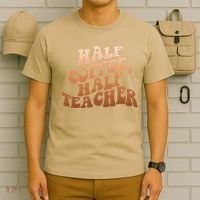 Funny Retro Half Coffee Half Teacher T-Shirt thumb 6