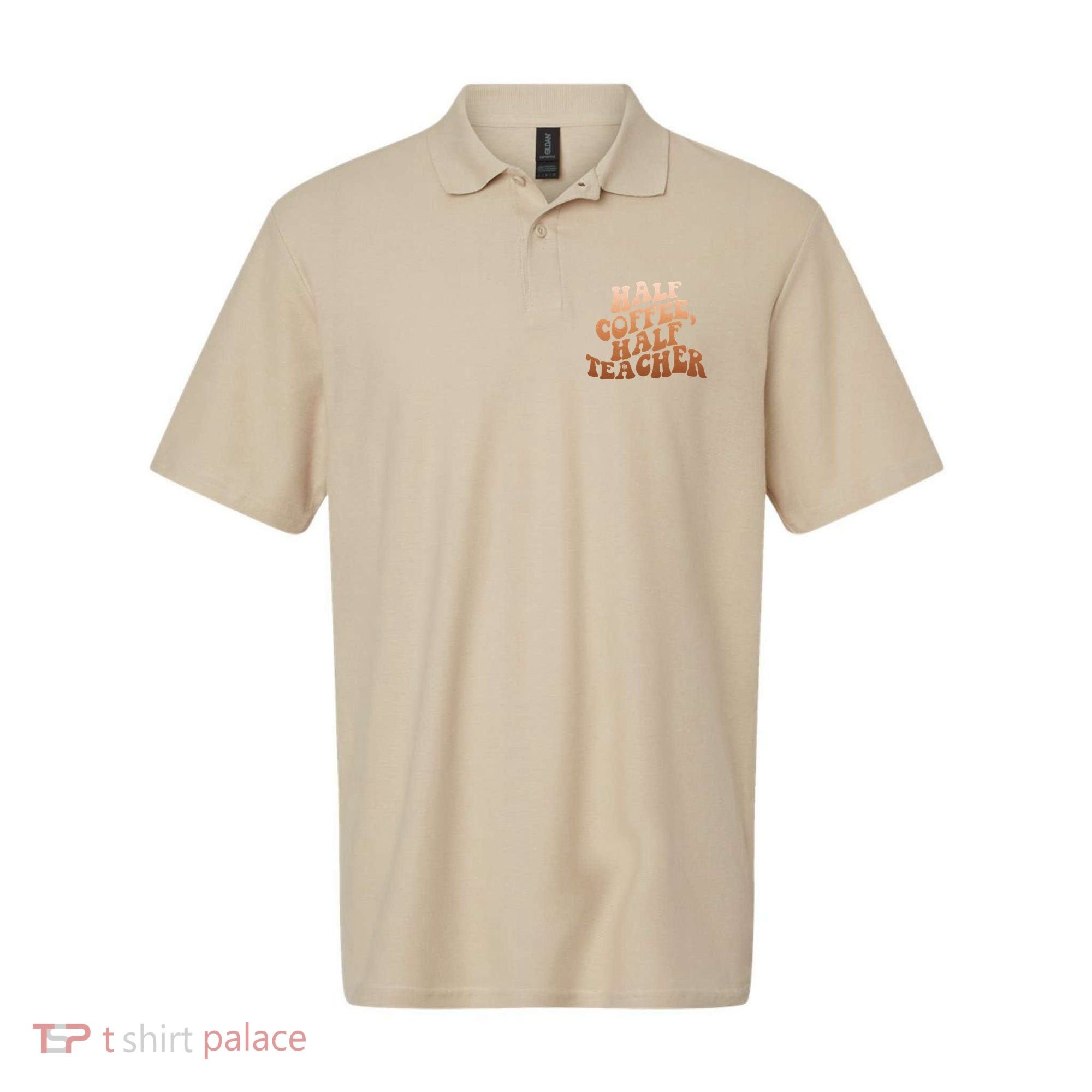 Funny Retro Half Coffee Half Teacher Polo
