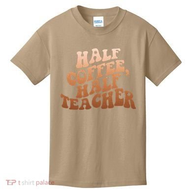Funny Retro Half Coffee Half Teacher Kids T-Shirt