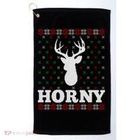 Funny Reindeer Horny Ugly Christmas Gift Xmas Gift Golf Towel thumb 0