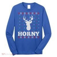 Funny Reindeer Horny Ugly Christmas Gift Xmas Gift Long Sleeve Shirt thumb 0