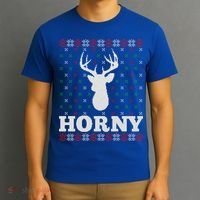 Funny Reindeer Horny Ugly Christmas Gift Xmas Gift T-Shirt thumb 3