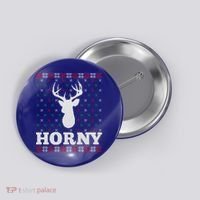 Funny Reindeer Horny Ugly Christmas Gift Xmas Gift Button thumb 0