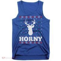 Funny Reindeer Horny Ugly Christmas Gift Xmas Gift Tank Top thumb 0