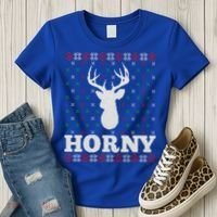 Funny Reindeer Horny Ugly Christmas Gift Xmas Gift Women's T-Shirt thumb 3