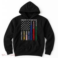 First Responders Hero Flag Nurse EMS Police Fire Military Hoodie thumb 0
