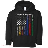 First Responders Hero Flag Nurse EMS Police Fire Military Toddler Hoodie thumb 0